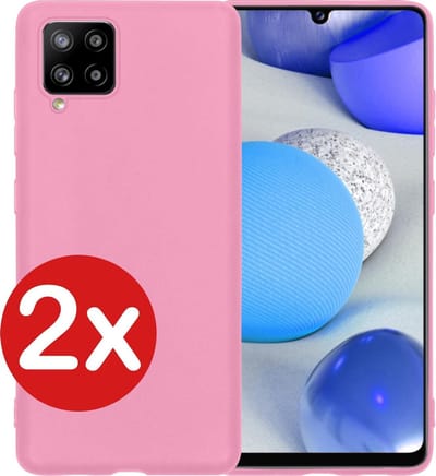 Hoesje - 2 Stuks - Geschikt voor Samsung Galaxy A42 - Sterk & Shockproof - Telefoonhoes - Back Cover - Case Siliconen - Telefoon Hoes - Lichtroze