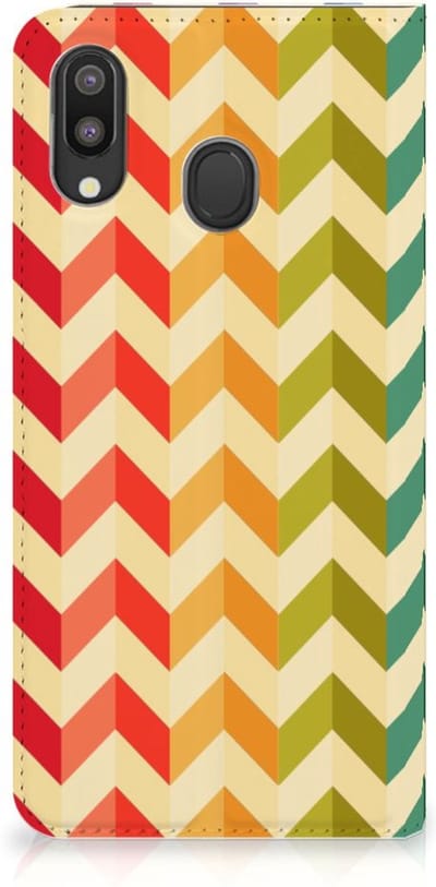 Samsung Galaxy M20 Hoesje met Magneet Zigzag Multi Color