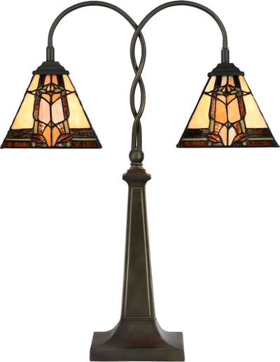 Lumilamp Tiffany Tafellamp 48x66 cm Beige Bruin Glas