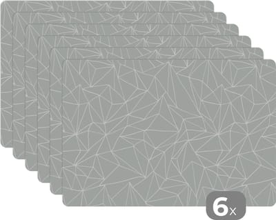 Placemat - Placemats kunststof - Netwerk - Driehoek - Patronen - 45x30 cm - 6 stuks - Hittebestendig - Anti-Slip - Onderlegger - Afneembaar