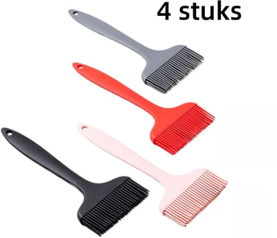 4-delige set - Kwasten - Verlengd ontwerp - Hittebestendig - BBQ-kwast - Gebakskwast - Sauskwast - Marinadekwast - Siliconen keukenkwast - Vaatwasmachinebestendig - Ophangbaar - 20,3*9,3 cm - Verkrijgbaar in diverse kleuren