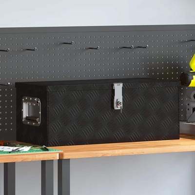 vidaXL - Opbergbox - 70x31x27 - cm - aluminium - zwart