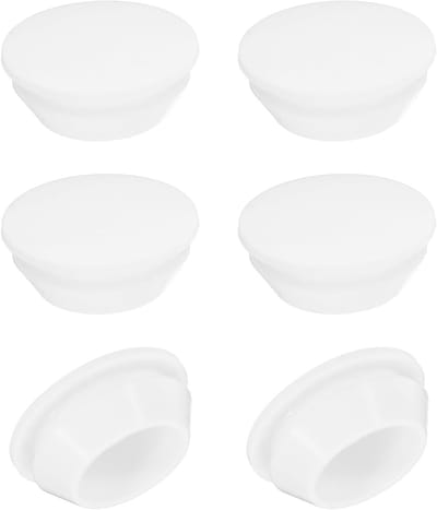 Siliconen Gatplug 18mm - 6 Stuks Ronde Klikbare Meubelknop - Beschermkap voor Bulkhead en Cilindergaatjes - Wit