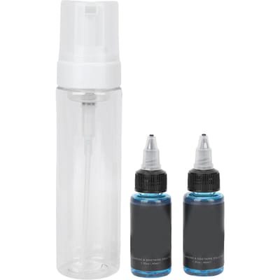 Lot de 2 savons bleus de 40 ml avec flacon en mousse vide de 200 ml pour soulager les gonflements et nettoyer les tatouages white