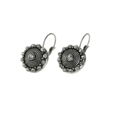Behave - Ronde oorsteker met steentjes - Zilverkleur - Boho chic