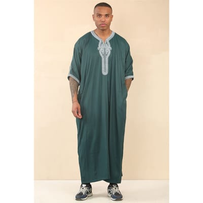 Groene Marokkaanse Thobe Jubba Robe Eid Djellaba Gandoura voor heren