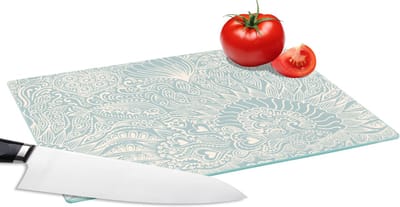 Glazen Snijplank - 28x20 - Koraal - Hart - Zeewier - Vis - Patroon - Snijplanken Glas