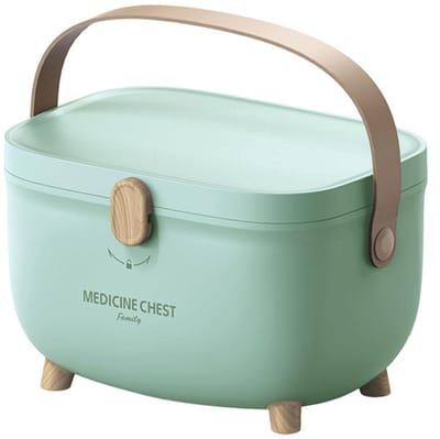 Cosensi- Medicijnkast Grote Capaciteit - Medicijnopbergbox - Eerste Hulp Kit - Dubbele Laag - Ovalen Medicijnkast - Lichtgewicht Kunststof - Medicijnopbergdoos