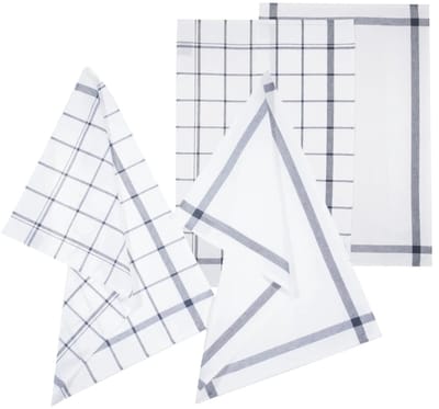 5Five Theedoek Traditioneel - set van 4x stuks - blauw/wit- motief - katoen - 70 x 45 cm - Afdroogdoek - Vaatdoek