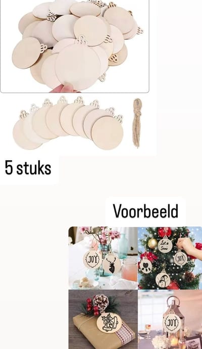 Akyol - Kerstboomhangers - Kerstboom Versiering - Set 5 stuks -mini houten kerst accesoires -knutselen kerst – Hout – kerstversiering – kerst - feestdagen -kerst tafel decoratie - decoratie kerst -houten kerst decoratie