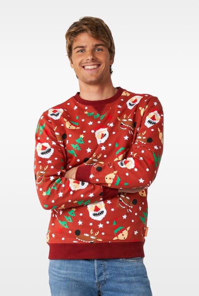 OppoSuits Jolly Crew - Heren Sweater - Kersttrui - Kerst - Foute Kerst Trui - Rood - Maat S
