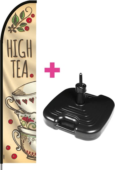 Beachflag - High Tea #1 - Vlag + Parasolvoet + Rotator + Hengelsysteem + Draagtas - Actievlag.nl