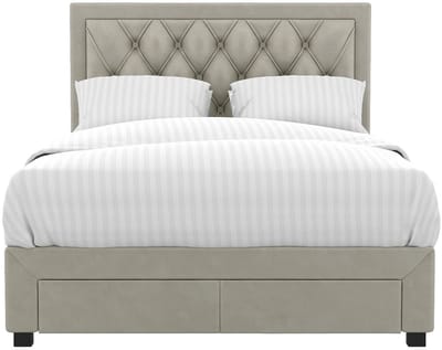 Vente-unique Bedframe fluweel beige 140 x 190 cm LEOPOLD