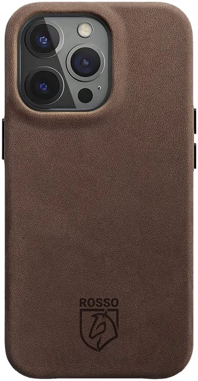 Rosso Elite Hoesje Geschikt voor Apple iPhone 16 Pro | Compatibel met MagSafe | Echt Leer Back Cover | Beschermhoes | Bruin
