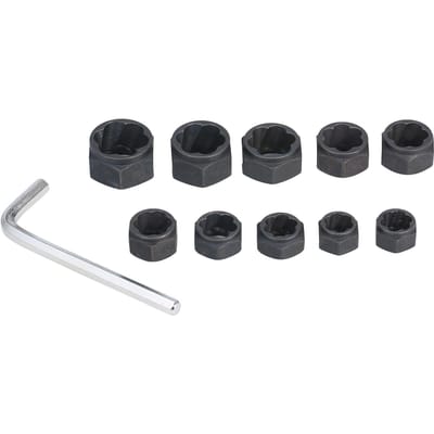 Jeu de dissolvant d'écrous de boulons à percussion, 11 pièces, extracteur d'écrous, douille torsadée 9-19MM, roue de verrouillage métrique noir