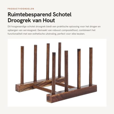 Dailygoods- Droogrek Ruimtebesparend - Opvouwbaar - Serviesdroger - 4-zuilmodel - Composiet Hout - Makkelijk te Reinigen - Vaatdroger
