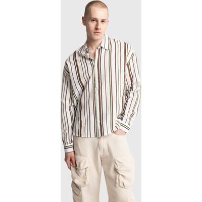 Ontspannen Pasvorm Gestreepte Katoenen Shirt
