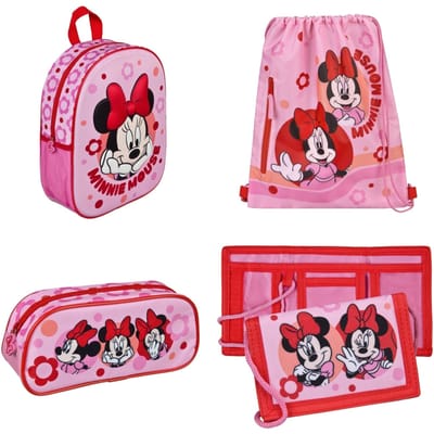 Minnie Mouse tassenset; rugzak, gymtas, etui en portemonnee
