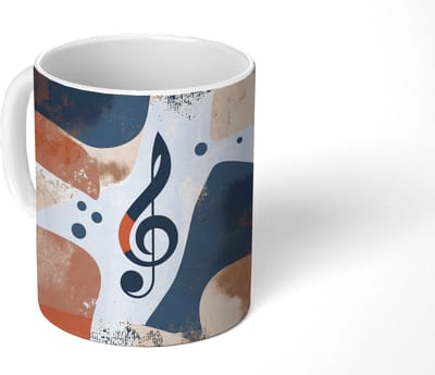 Mok - Koffiemok - Sleutel - G - Abstract - Beige - Mokken - 350 ML - Beker - Koffiemokken - Theemok