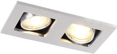 QAZQA qure - Moderne Inbouwspot - 2 lichts - L 190 mm - Staal - Woonkamer | Slaapkamer | Keuken