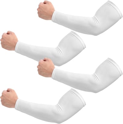 Dailygoods - Tyqour 4 Paar Compressie Arm Mouwen voor Mannen Arm Compressie Mouwen Mannen UV Zon Bescherming Koeling Witte Arm Mouw Arm Covers voor Vrouwen Mannen Basketbal Golf Outdoor
