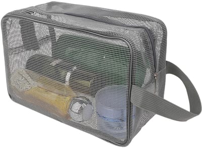 Dailygoods- Douchetas Draagbaar - Mesh Douchetas - Sneldrogend - Opbergtas voor Reizen - Sportschool - Afmetingen 25x16 cm - Toilettas