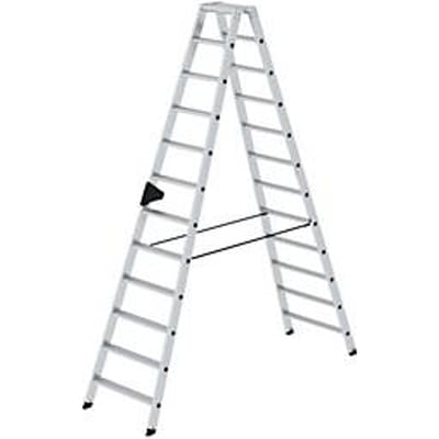 Munk aluminium trapladder, 2 x 12 treden, 80 mm geribbeld, nivello® ladderschoenen, ergo-pad® handgreep, 150 kg draagvermogen, spreiderbeveiliging