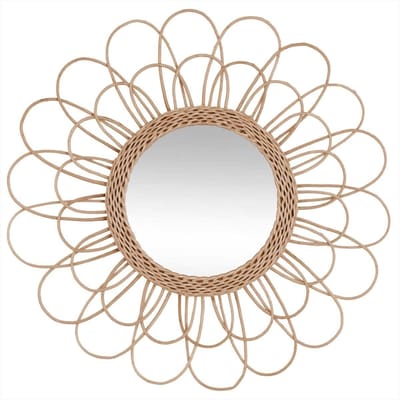 Rotan Spiegel Bloem D56 cm – Sfeervolle Wanddecoratie voor Binnen
