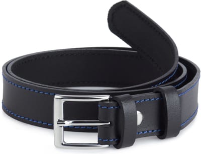 Ladeheid Kinderriem – Riem - Jongens - Broekriem - Verstelbaar - Leer – Zwart/Blauw – 80 cm LA-EL-KIDS