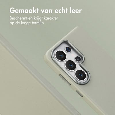 Accezz Hoesje - Geschikt voor Samsung Galaxy S26 Ultra - Magnetische Ring Leather Backcover - Light Grey