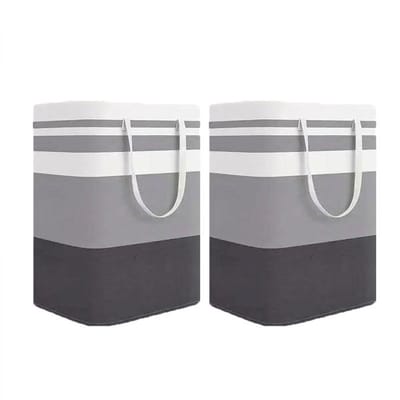 Peysaitr - Wasmand - versterkte handgrepen - 2 x 75L inhoud - Opvouwbaar - Wassorteerder - Waterdicht - 40x30x60cm - Donkergrijs - 2 stuks