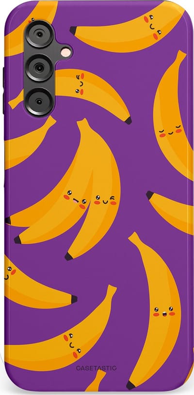 Casetastic Hoesje Geschikt voor Samsung A14 (5G/4G) - Stijlvolle Beschermende Duo-layer Case - Kawaii Bananen