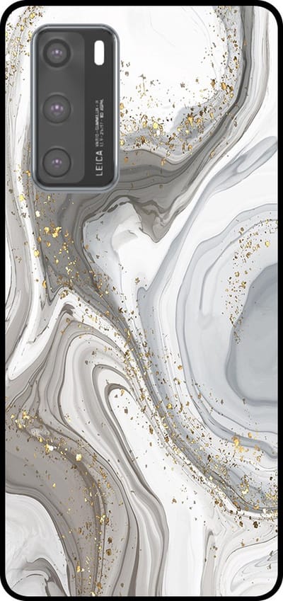 Smartphonica Telefoonhoesje Geschikt voor Huawei P40 met marmer opdruk - TPU backcover case marble design - Zilver geschikt voor Huawei P40