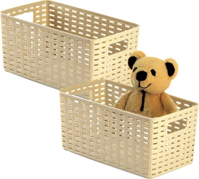 Plasticforte Opbergmand - 2x - Kastmand - rotan kunststof - beige - 5 Liter - 15 x 28 x 13 cm