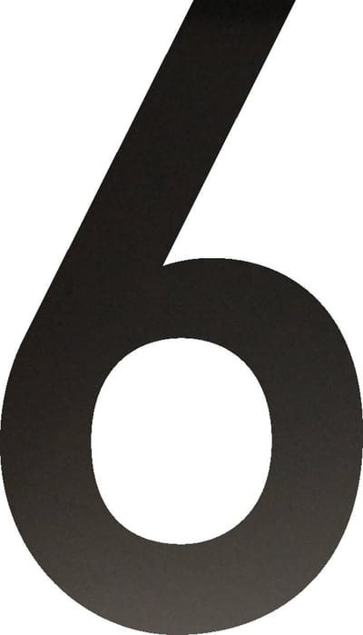 Huisnummer 20 cm - Nummer 6 - Mat Zwart RVS
