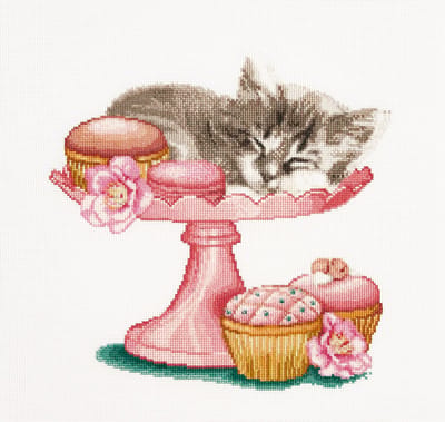 Thea Gouverneur - Borduurpakket met telpatroon - 742A - Voorgesorteerde DMC Garens - Sweet as Sugar - Aida - 31 cm x 30 cm - DIY Kit