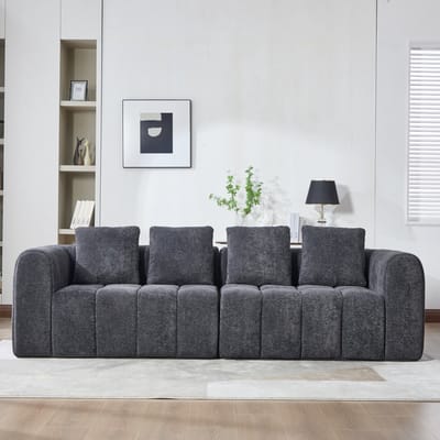 DESMIU Bank 260 x 95,5 x 70 cm - Modulaire 2-Delige Zitbank - Geen Montage - Voor Woonkamer - Fluweelstof Donkergrijs