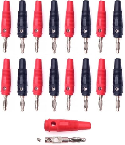 Banaanstekker Set - Luidspreker Connectoren - Audio Aansluiten - Soldeervrij Schroefontwerp - 4 mm - Zwart Rood