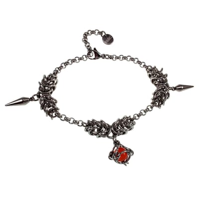 Unieke Armband met Rode Kattenoog Steen en Speerpunt Hanger, Armband Unisex, RVS, Verstelbaar - Handgemaakt door esde2