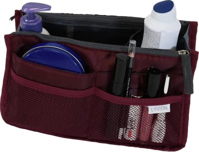 LYVION - Tas Organizer - Bag in Bag - Bag Organizer - 11 Vakken en Ritssluiting - Wijnrood