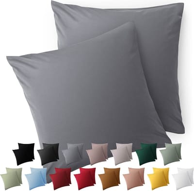 Blumtal Kussensloop Microvezel Kussenhoes 50 x 50 cm - Grijs - Met Rits - Set van 2