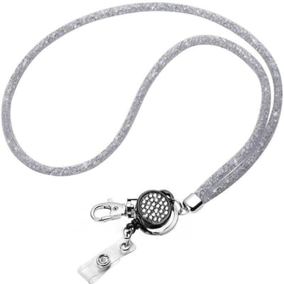 Porte-badges, cordon rétractable, cordon d'identification, étiquette de nom, porte-badge, bobines, clips de chaîne, corde suspendue, porte-clés, collier, sangle gris