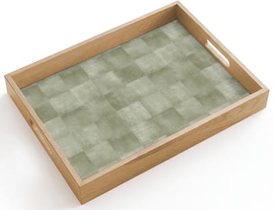 Dienblad hout 40x30 cm - Schootdienblad - Vlakken - Rustiek - Groen - Borrelplank rechthoek - Plateau dienbladen