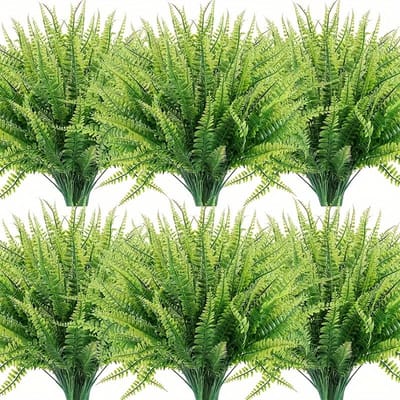Kunstplanten, UV-bestendige nepplanten voor buiten, Kunstbloem met premium oxidatiebestendigheid, Realistische nep Bostonvaren, Binnen Buiten Hangi white