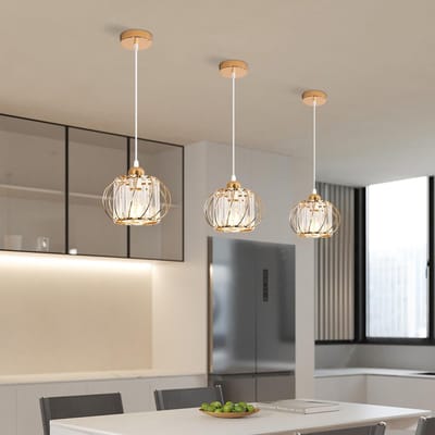 Kristallen kroonluchter met goudkleurig metalen frame, 19 x 100 cm, E27 fitting, lamp niet inbegrepen, vintage stijl