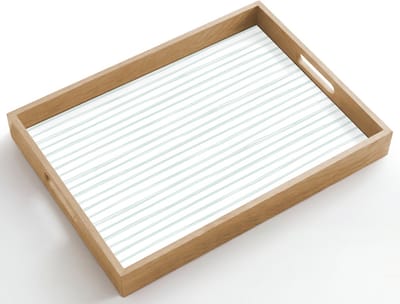 Dienblad hout 50x35 cm - Schootdienblad - Groen - Strepen - Patroon - Borrelplank rechthoek - Plateau dienbladen