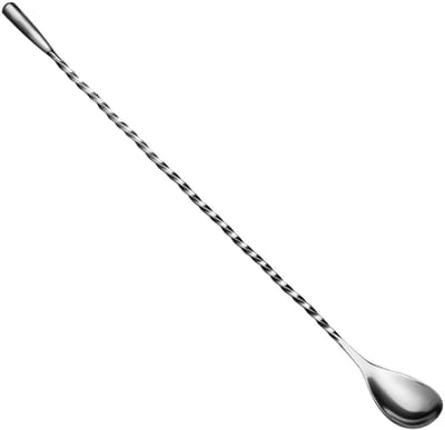 Staaflepel gedraaide druppel met metalen knop 31cm - roestvrij staal