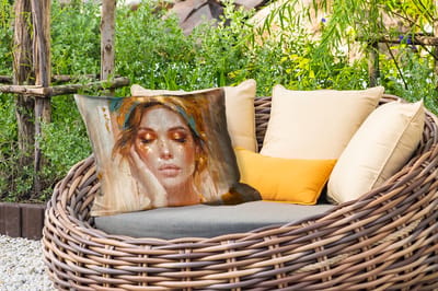 Buitenkussens - Tuin - Vrouwen - Portret - Luxe - Goud - 50x30 cm