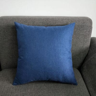 Dikke Linnen Stof Sierkussen Woonkamer Kussen Bankhoes Nachtkastje Rugkussen Auto Lendenkussenhoes Kantoor Gebruik Rughoes 50x70CM donkerblauwe kleur