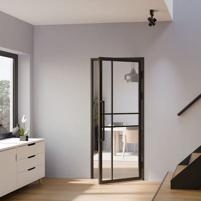 Schulte Complete Glazen Binnendeur Met Kozijn - 90x215cm - Transparant - Mat Zwart - Rechts